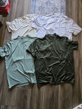 Maelreg-Men's Short-Sleeve Henley Polo - White, Mint, Olive, Cream